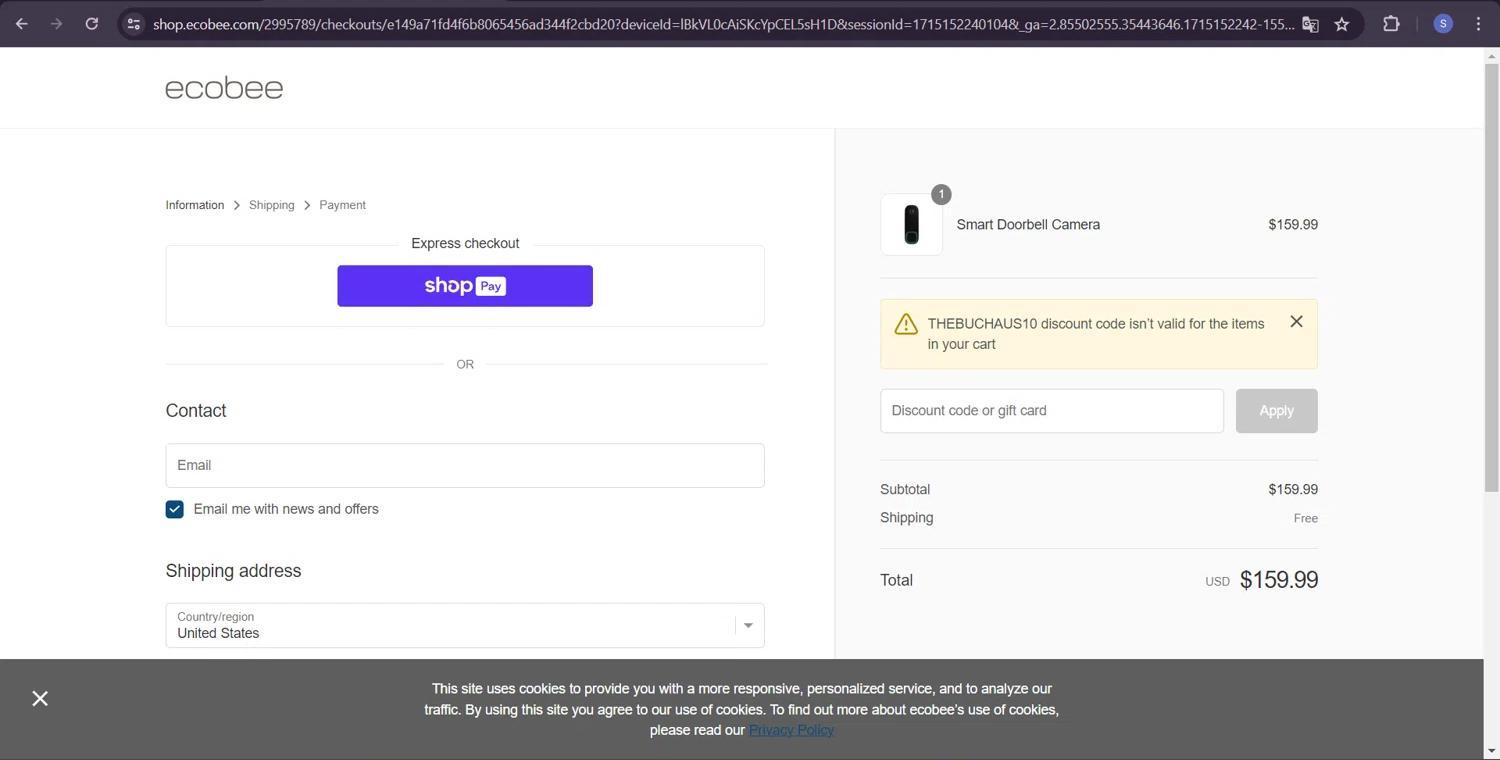 How to apply Ecobee coupon code
